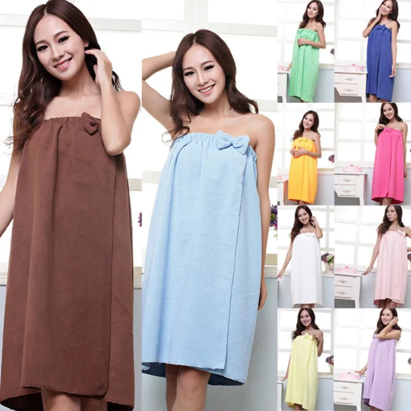 Women Sexy Microfiber Bath Towel Bath Robe Bathrobe Body Spa Bath Bow Wrap Towel Super Absorbent Bath Gown Towel