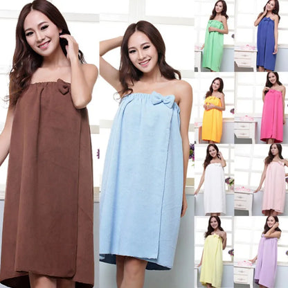 Women Sexy Microfiber Bath Towel Bath Robe Bathrobe Body Spa Bath Bow Wrap Towel Super Absorbent Bath Gown Towel