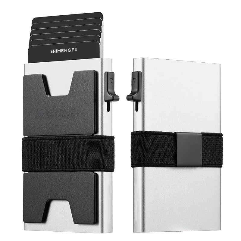 Custom Aluminum RFID Blocking Wallet Anti-Theft Credit Card Holder Fashion Leather ID Badge Decorative Metal Business
