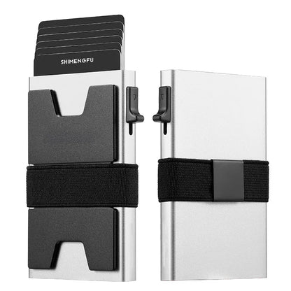Custom Aluminum RFID Blocking Wallet Anti-Theft Credit Card Holder Fashion Leather ID Badge Decorative Metal Business