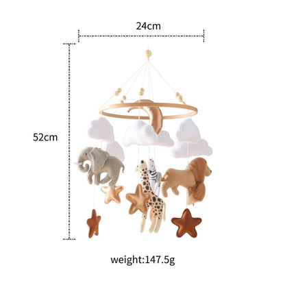 Baby Mobile Crib Bed Bell Musical Rattles Toys Soft Felt Cartoon Animal for Infants Nursery Mobiles Forest Animals Crib Toys