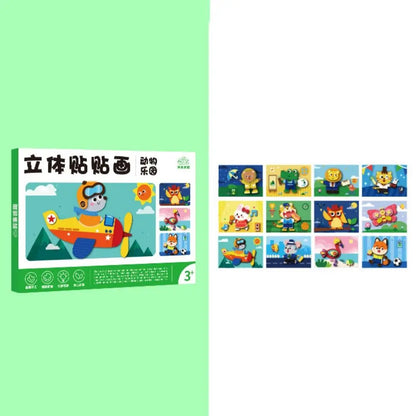 Educational Toys 3D Stereoscopic Sticker Handmade Montessori DIY Paste Material Kit Self-adhesive Cute Animals Sticker Book Kids