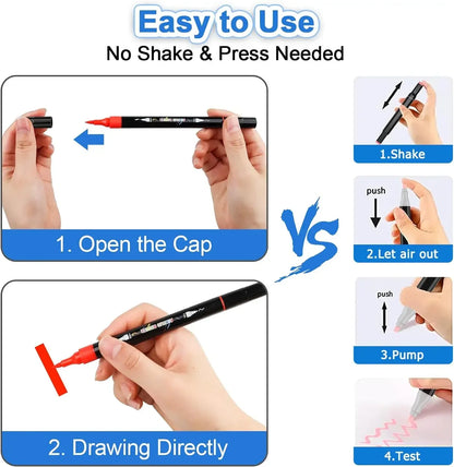 30/48/60 Colors Dual Tip Acrylic Paint Pens Markers Art Markers Set Drawing Markers for DIY Crafts Making Art Brush Set Supplies