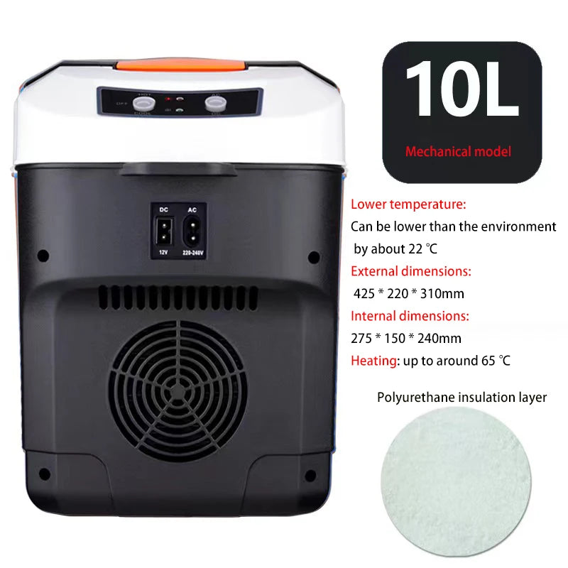 10L Car Refrigerator Mini Fridge Vehicle And Home Use Dormitory Truck Cold And Hot Dual-Use Temperature Control Digital Display