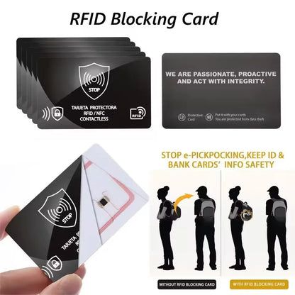 5PCS RFID Blocking Cards NFC Debit Credit Card Passport Protector Blocker Set Smart Anti-theft RFID Blocker IC Cardholder Sleeve