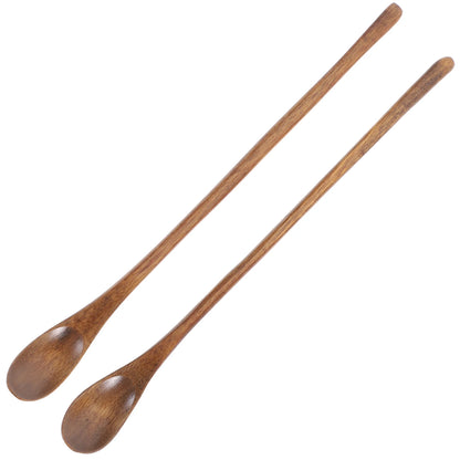 2PCS Coffee Spoon Long Handle Coffee Spoon Japanese Stirring Small Wooden Spoon Retro Honey Spoon Nanmu Small Soup Spoon
