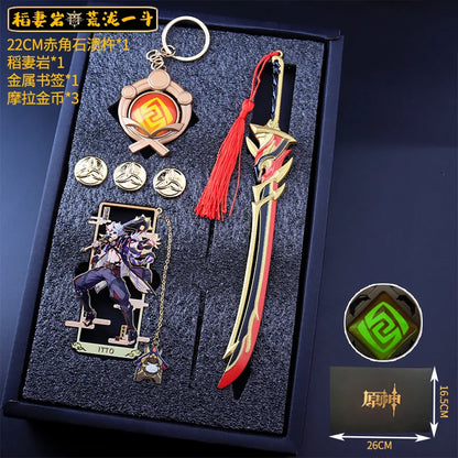 Genshin Impact Peripheral Bookmarks Vision of God Pendants Keychains Servant Weapon Models Combination Sets Gifts and Presents