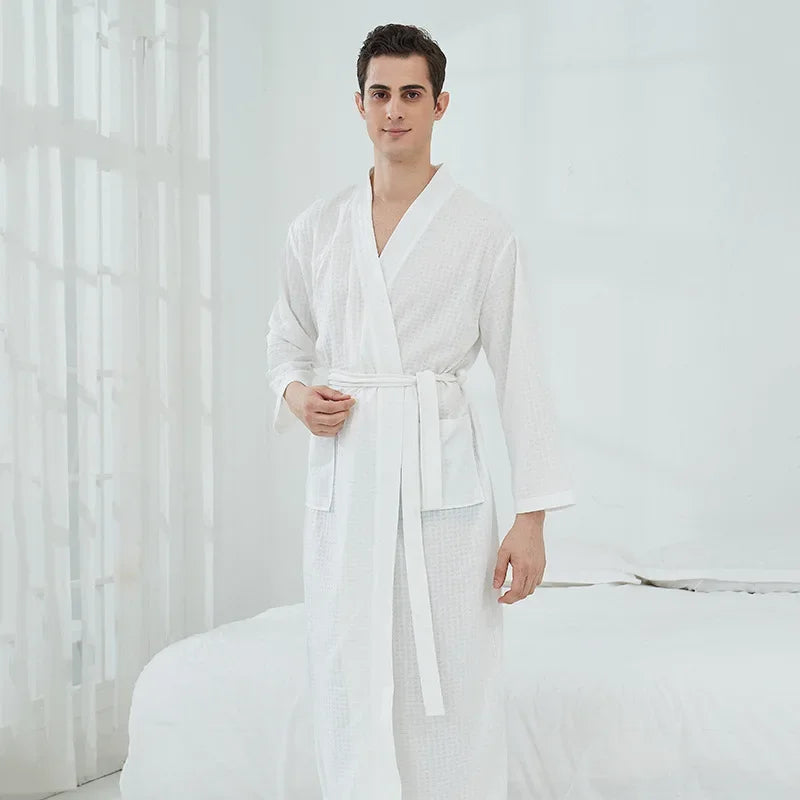 Soft and Comfortable Bathrobe Sauna Suits for Women Thin Nightgown Long Couples Home Clothes for Hotel Bathrobe Men