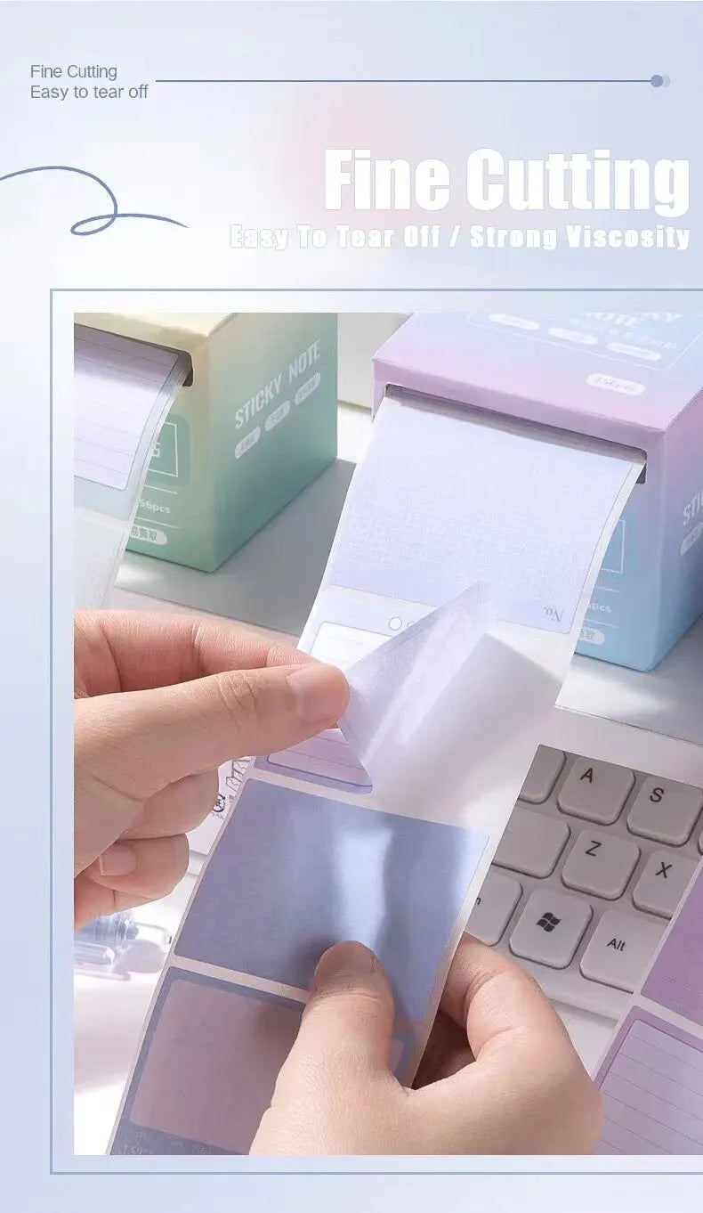 256pcs/Box Pull-out Sticky Notes Fully Adhesive Tearable Sticky Notes Stickers 8 Formats Ideal for Office Student and Home Use!