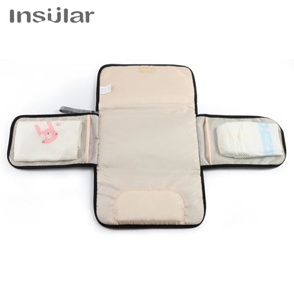 Portable Baby Changing Mat Infant Multifunction Diaper Changing Pad Newborn 2 IN 1 Waterproof Changing Pad Cover Storage Bag