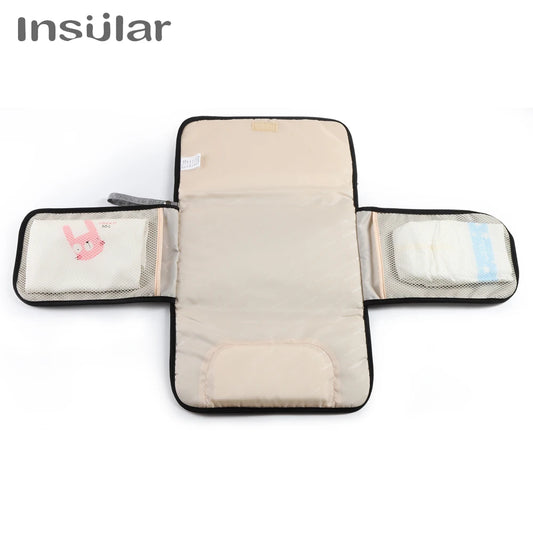 Portable Baby Changing Mat Infant Multifunction Diaper Changing Pad Newborn 2 IN 1 Waterproof Changing Pad Cover Storage Bag