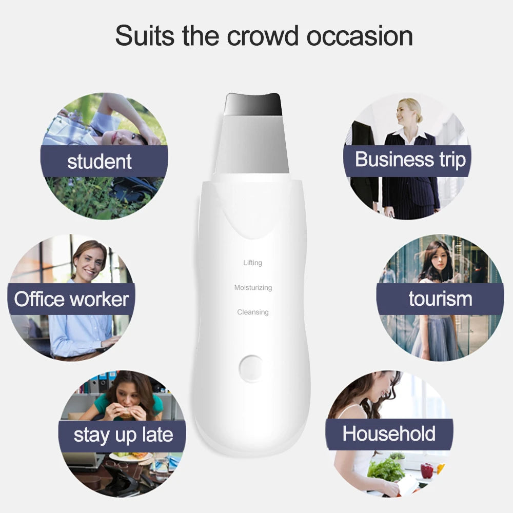 Vibration Face Skin Scrubber Blackhead Remover Facial Pore Cleaner Face Lifting Deep Clean Face Skin Tool Vibration Face Spatula