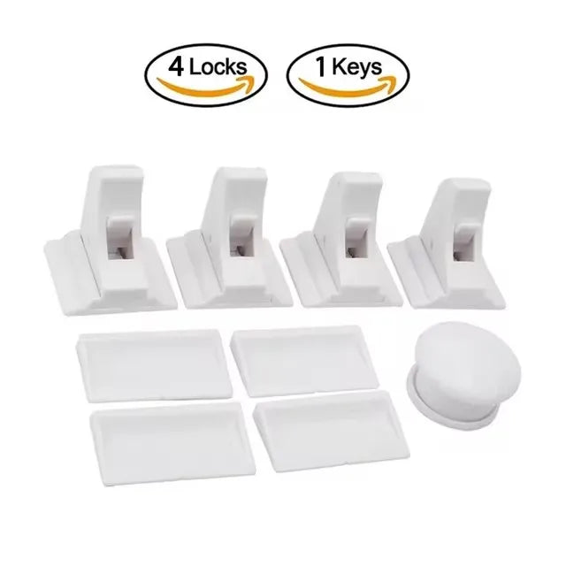 4pcs Babyproof Magnetic Cabinet Locks - Keep Your Little Ones Safe With Adhesive Easy Installation & Key Holders