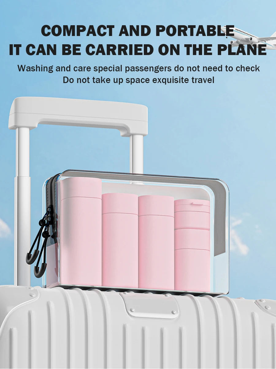 4-in-1 Leak-Proof Travel Bottles Set for Toiletries Refillable Plastic Containers with Lids for Spray Lotion and Shampoo