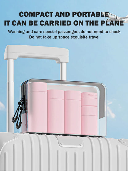 4-in-1 Leak-Proof Travel Bottles Set for Toiletries Refillable Plastic Containers with Lids for Spray Lotion and Shampoo