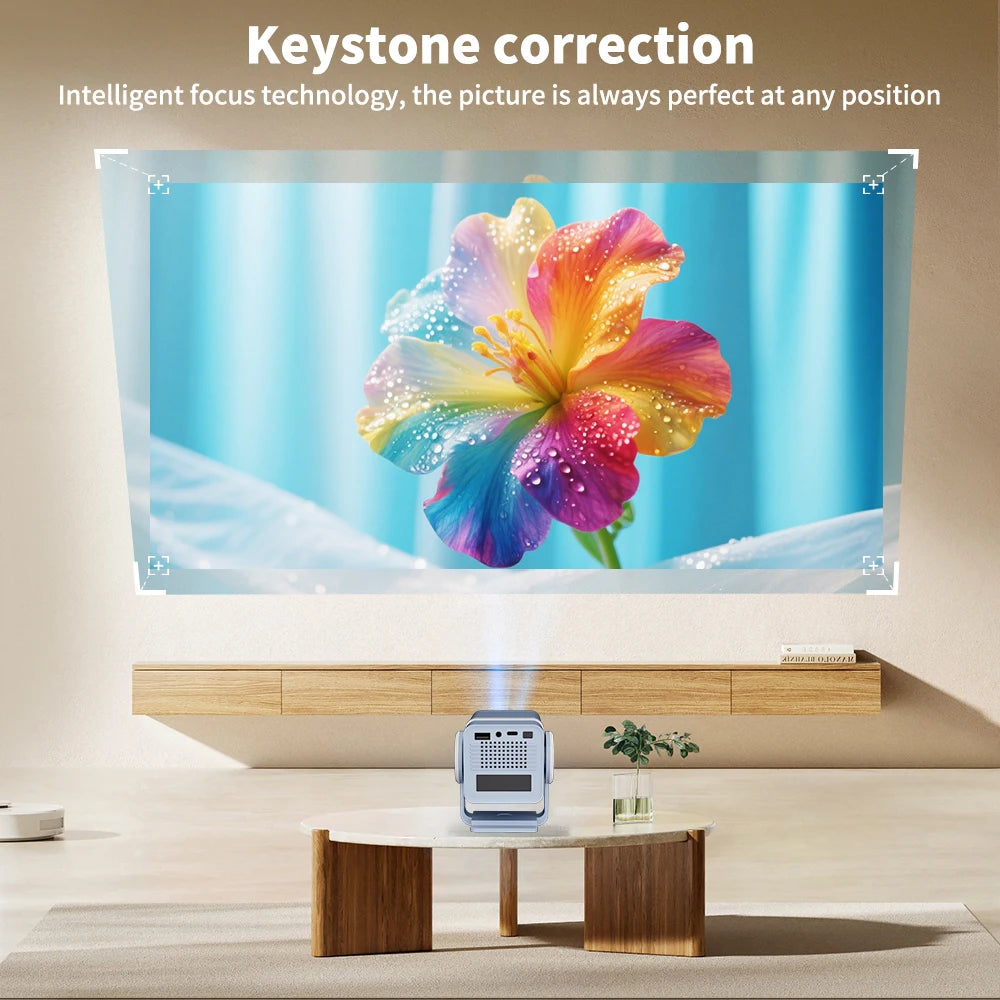 DESS Portable Dual-Band WiFi6 Bluetooth 5.0 Android 13 Smart Projector Suitable for Home Theater Video Power Bank Power Supply