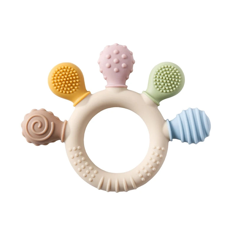 Silicone Baby Teether Toys 0-12Month Food Grade Toddlers Anxiety Teething Ring Sensory Toys Silicone Animal Soothing Accessories