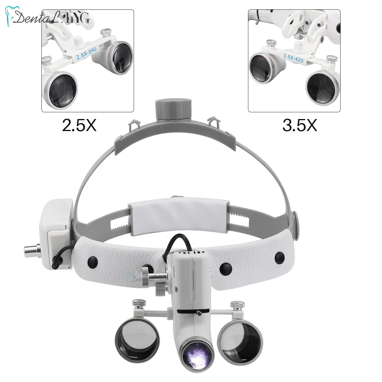 2.5X/3.5X  Dental LED Light Lamp Binocular Loupes Brightness Spot Adjustable Dental Lab 5W Headlamp For Surgical Headlight
