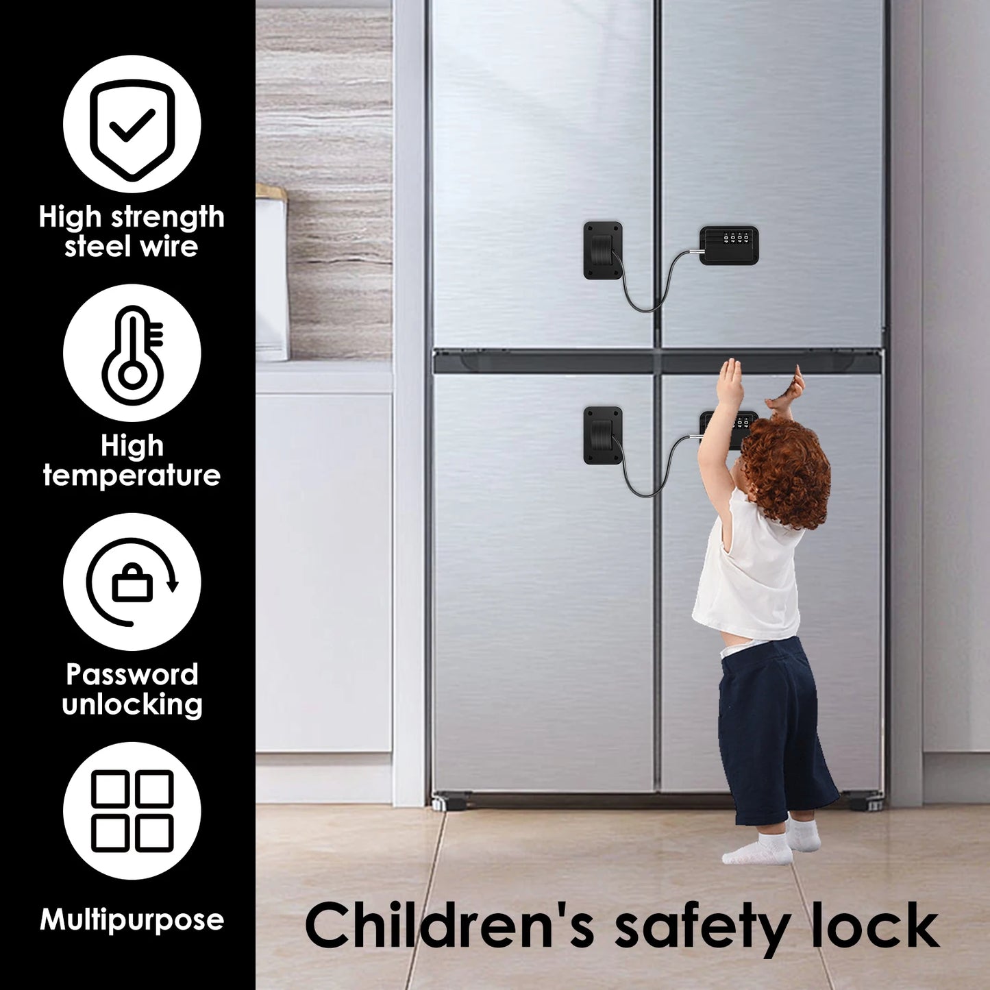 2Pcs Refrigerator Door Lock Child Proofing Fridge Lock With Keys or Coded Lock Resettable Combination Lock for Cabinet Drawer