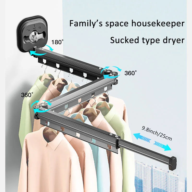 1 Pc No Punching Wall Mounted Clothes Hanger Retractable Wall Mounted Laundry Drying Rack Collapsible Drying Racks Space Saving