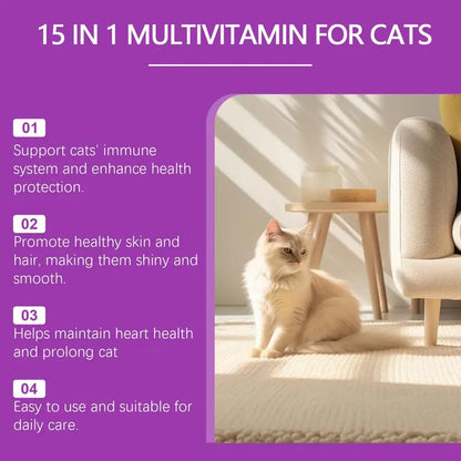 Cat Supplement All-in-1 Multi Liquid Body Care Drops Daily Supplement 60ml Body Care Drops For Supports Joint Care Skin & Coat