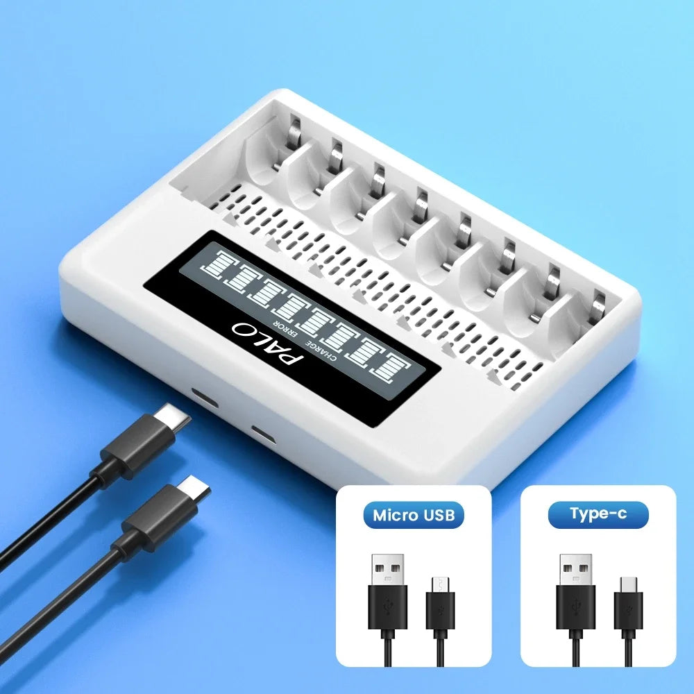 8 Slots 1.5V AA/AAA Rechargeable Battery Charger LCD Display Usb Fast Intelligent Charger for 1.5 Volts Li-lon AA AAA Battery