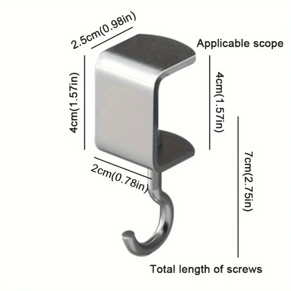 2pcs 360° Rotatable Steel Table Hooks - Detachable, Non-Destructive Installation for Office Desks, School Dormitories