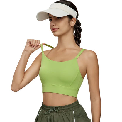 Sports Bra for Women, Shockproof Fixed Cup, Sexy and Beautiful Back, Breathable Fitness Bra with Chest Cushion