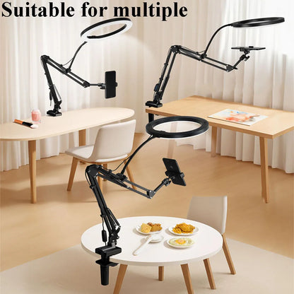 LED Fill Light with Flexible Arm Phone Holder Stand for Video Recording Live Streaming Cooking Adjustable Articulating Arm