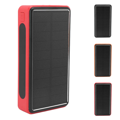 Solar Power Bank 50000mAh Aluminum Alloy USB Portable Charger Battery Pack with LED Light for Outdoor Camping Emergency