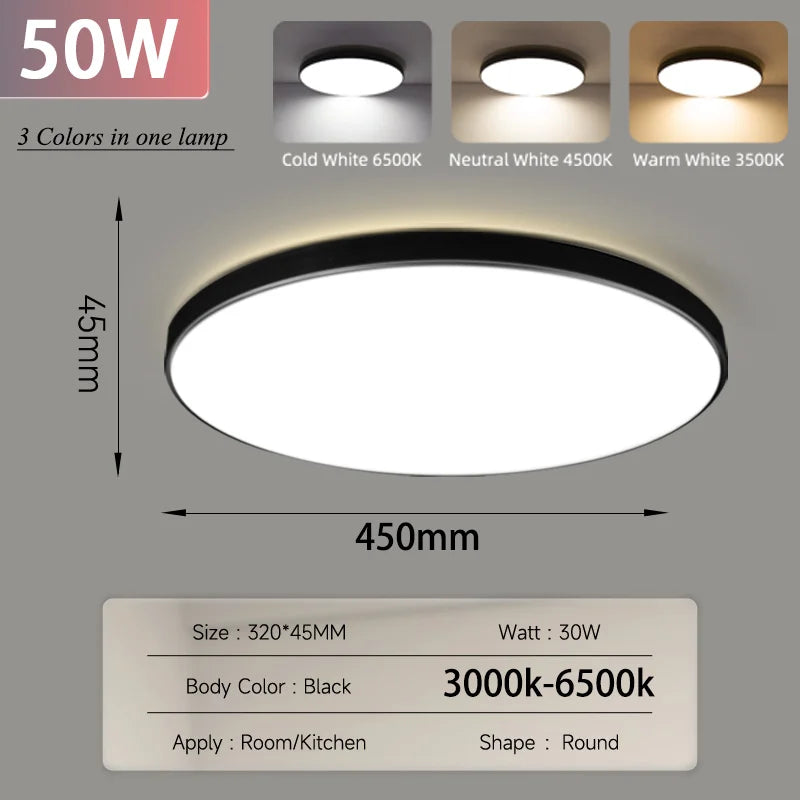 Smart Led Ceiling Light with Remote Control 3 Colors Dimmable Ceiling Lights Ultrathin Panel Lamps Bedroom Kitchen Ceiling Lamp
