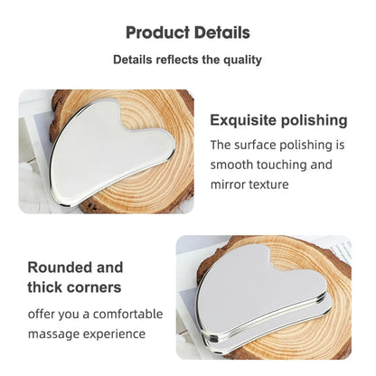 Facial Gua Sha Massager Tool - 1Pcs Stainless Steel Scraper for Face, Neck & Body Skin Care Guasha Therapy