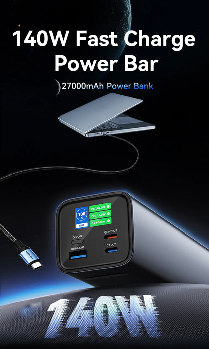 Vention Power Bank 140W 27000mAh Portable PD External Battery PowerBank 100W for Macbook Pro iPad iPhone Laptop Notebook Xiaomi