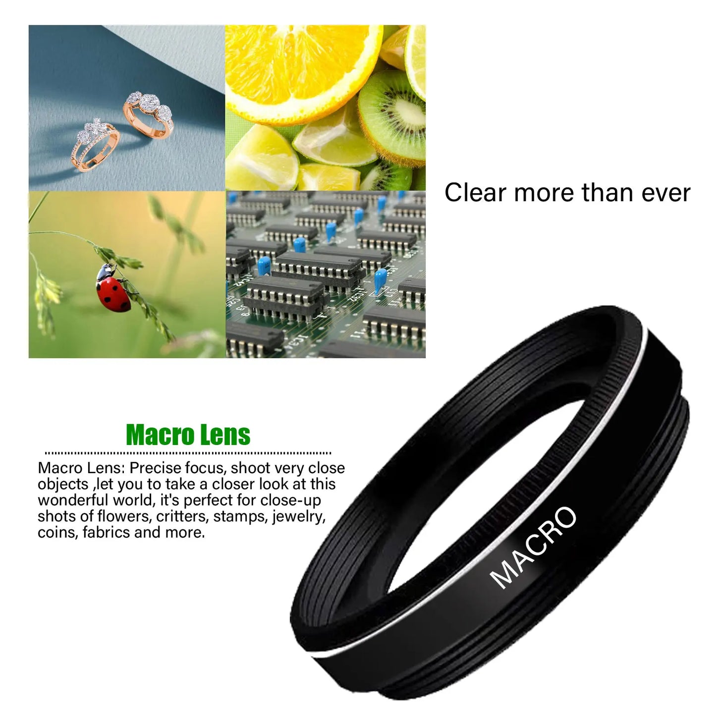 Phone Camera Lens 2 in 1 Clip-on Kit 37mm 0.45X 49UV Super Wide Angle Macro Phone Camera Lens for iPhone 15 14 13 12 11 Android