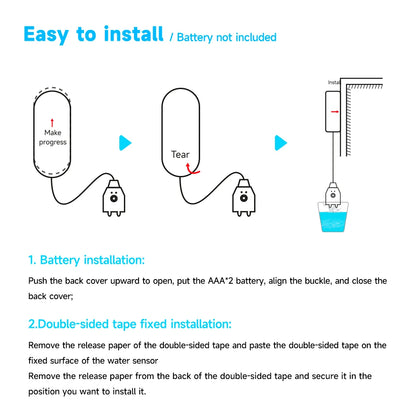 Non-Smart Water Alarm Leak Detector 130dB Sound & Light Water Leak Sensor Essential Waterproof Home Safety Device