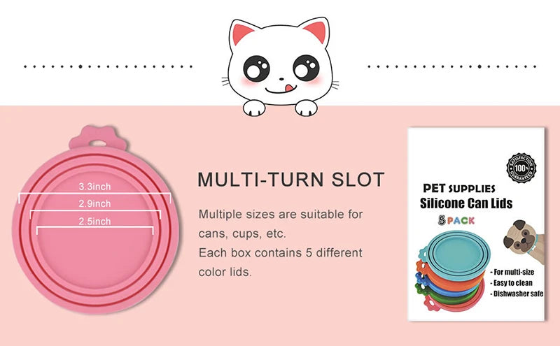 Reusable Pet Food Can Cover and Spoon Portable 2pcs/set  Dogs Cat Storage Tin Cap Lid Seal Cover Health Pet Supplies Pet Lids Ca