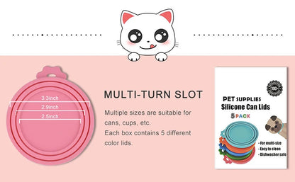 Reusable Pet Food Can Cover and Spoon Portable 2pcs/set  Dogs Cat Storage Tin Cap Lid Seal Cover Health Pet Supplies Pet Lids Ca