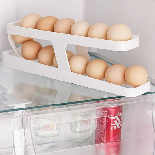 Refrigerator Side Door Egg Organizer, Rolling Egg Tray for Fridge, Keep Eggs Fresh, Space - Saving Egg Storage Solution