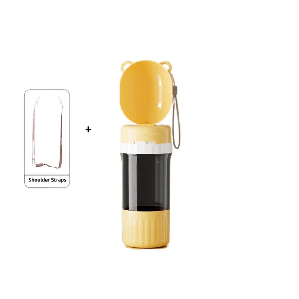 2-in-1 Leakproof Pet Bottle: 400ml Water + 180ml Food | On-the-Go Dog/Cat Travel Bowl for Hiking/Camping | Compact Dual Storage