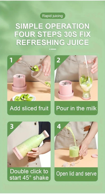 Electric Juicer Cup 6 Blades Blender Milkshake Machine USB Portable Fruit Milk Mixing Tool Mini Fresh Juice Blender Sport Bottl