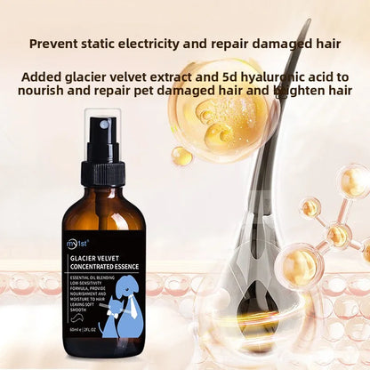 Pet hair care spray remove static electricity, brighten hair, remove body odor, open knot, leave-in day care essential oil spray