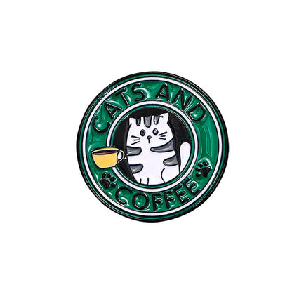 Creative Coffee Enamel Brooch Spaceship Coffee Elements Need By Coffee Power Books Cat Coffee Cups Metal Badge Lapel Pin Jewelry