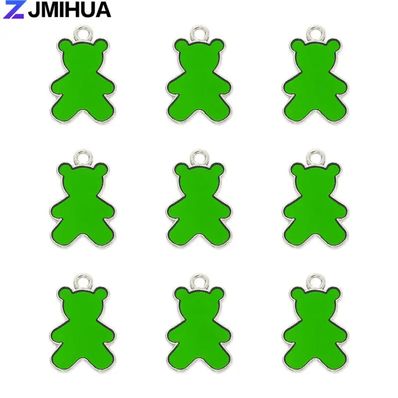 15pcs Enamel Charms Cute Bear Pendants Charms For Jewelry Making Supplies DIY Handmade Earrings Bracelets Findings Accessories