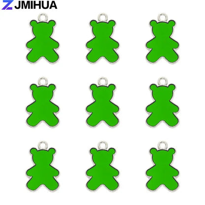 15pcs Enamel Charms Cute Bear Pendants Charms For Jewelry Making Supplies DIY Handmade Earrings Bracelets Findings Accessories