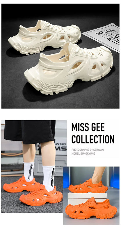 Sandalias Hombre Verano Sandals Men's New Summer Non-Slip Anti-Odor Hollow Breathable Outdoor Casual Flat Beach Shoes