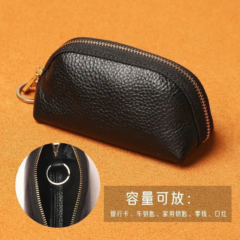 Soft Leather Key Holder Organizer Pouch Men Women Car Key Wallet House Keychain Housekeeper Key Case Zipper Bag Mini Card Bag