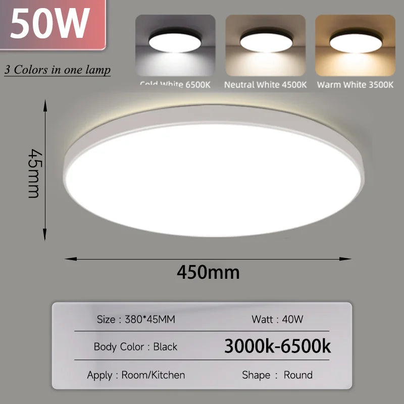 Smart Led Ceiling Light with Remote Control 3 Colors Dimmable Ceiling Lights Ultrathin Panel Lamps Bedroom Kitchen Ceiling Lamp