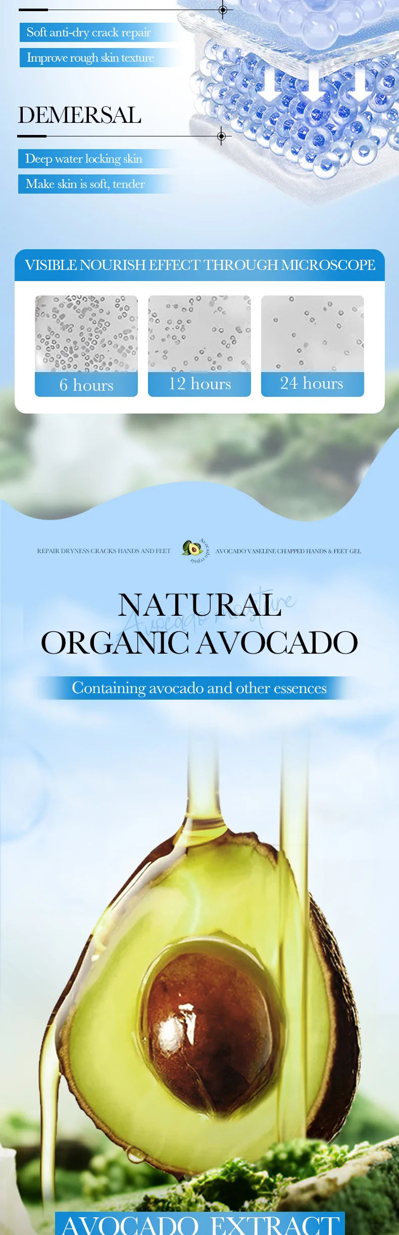 Avocado Hand and Foot Cream Condensation Bead Rolling Creams Moisturizing Nourishing Repairing Feet Hands skincare Creams