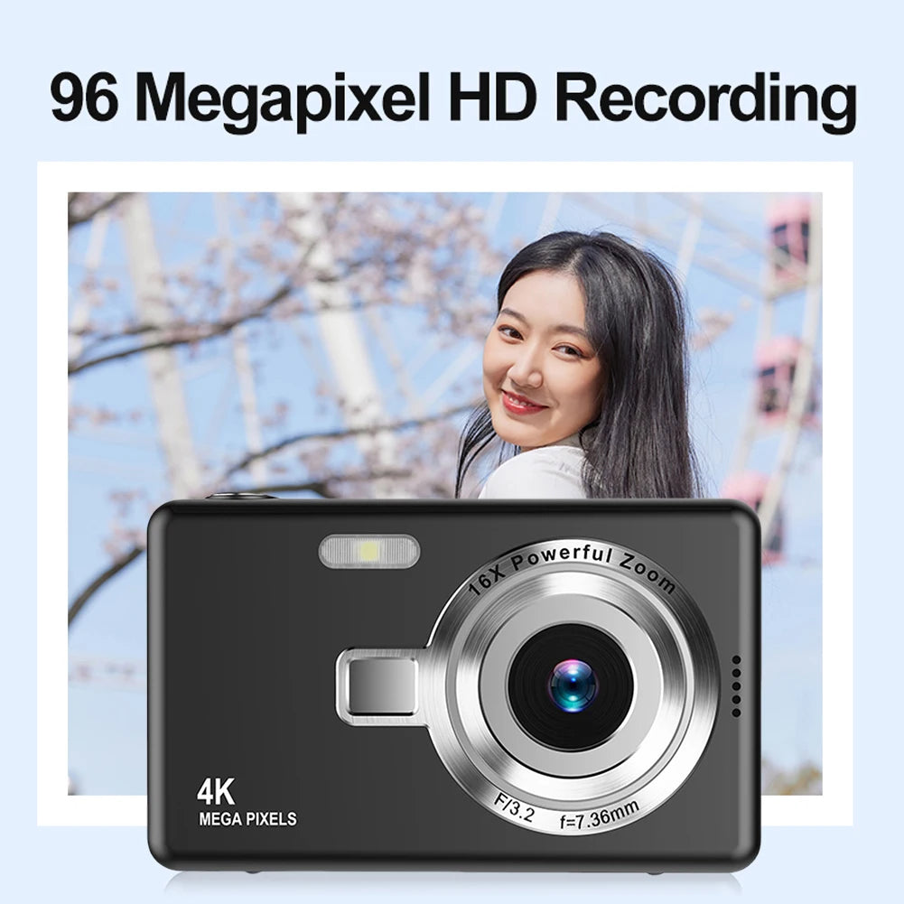 4K Digital Camera for Photography and Video Recording Cameras 96MP 2.4'' Autofocus Vlogging Compact Camera For Beginner