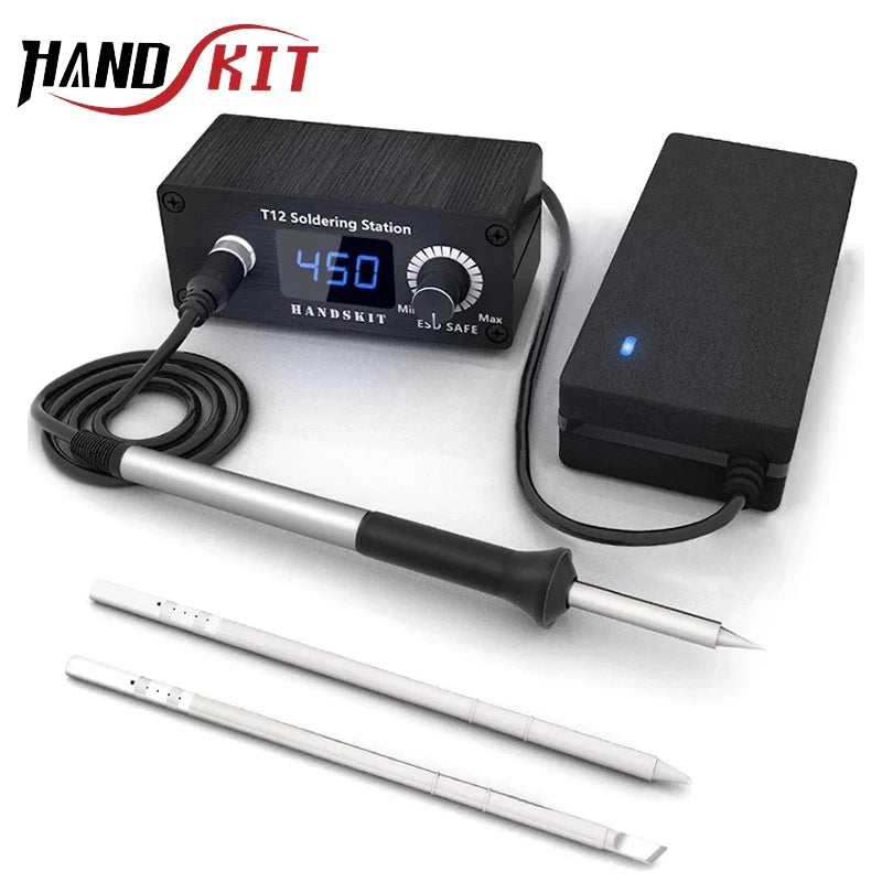 T12 Soldering Station Mini Digital Dual Voltage Repair Soldering Iron Equipment Portable Home Electronics Repair Tool Set